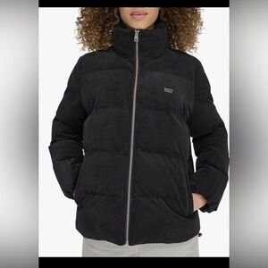 Levi’s corduroy puffer jacket women medium black